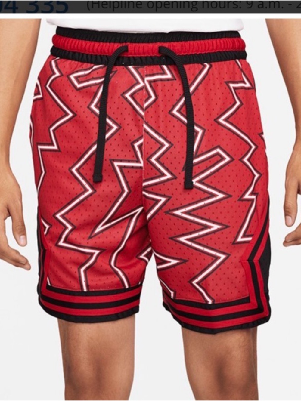 Jordan Red Diamond pattern Basketball Shorts with Black Trim